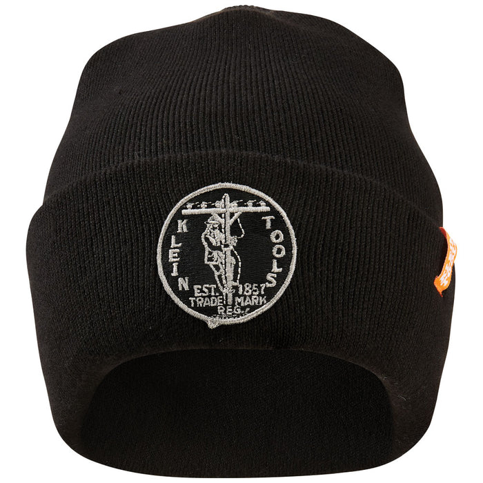 KLEIN TOOLS Black Heavy Knit Hat w/ Vintage Patch Logo
