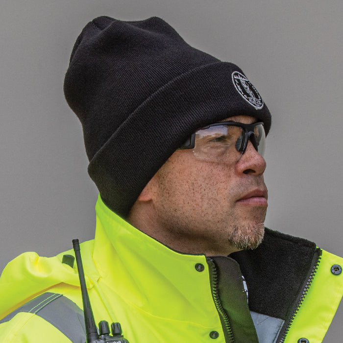 KLEIN TOOLS Black Heavy Knit Hat w/ Vintage Patch Logo