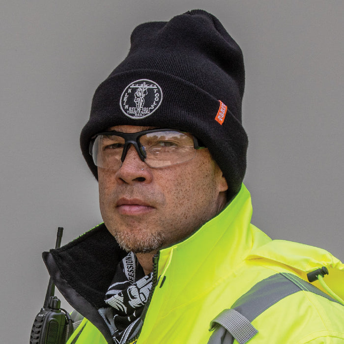 KLEIN TOOLS Black Heavy Knit Hat w/ Vintage Patch Logo