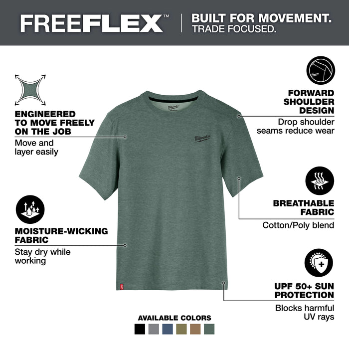 Milwaukee Hybrid Work Tee SS Dark Green XL 603E-XL