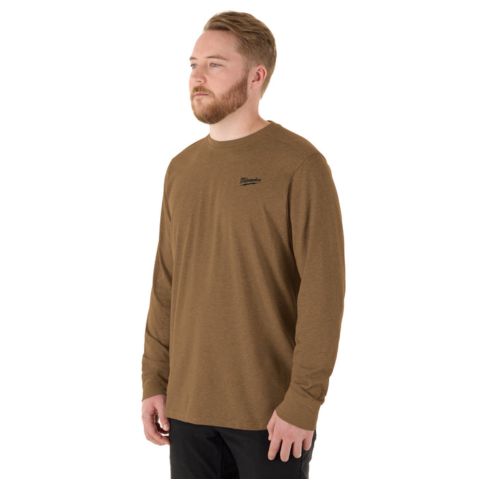 Milwaukee Hybrid Work Tee - LS Brown 2X 604N-3X