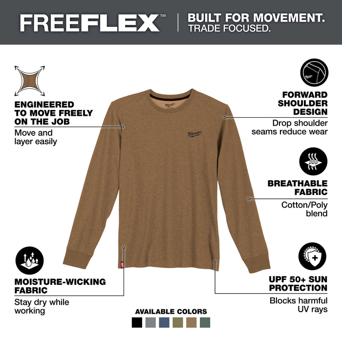 Milwaukee Hybrid Work Tee - LS Brown 2X 604N-3X