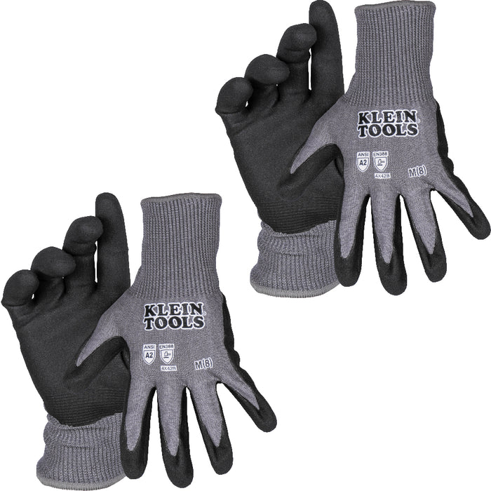 KLEIN TOOLS Touchscreen Cut Level A2 Knit Dipped Gloves (2 PAIR)