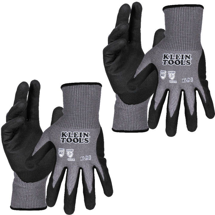 KLEIN TOOLS Touchscreen Cut Level A2 Knit Dipped Gloves (2 PAIR)