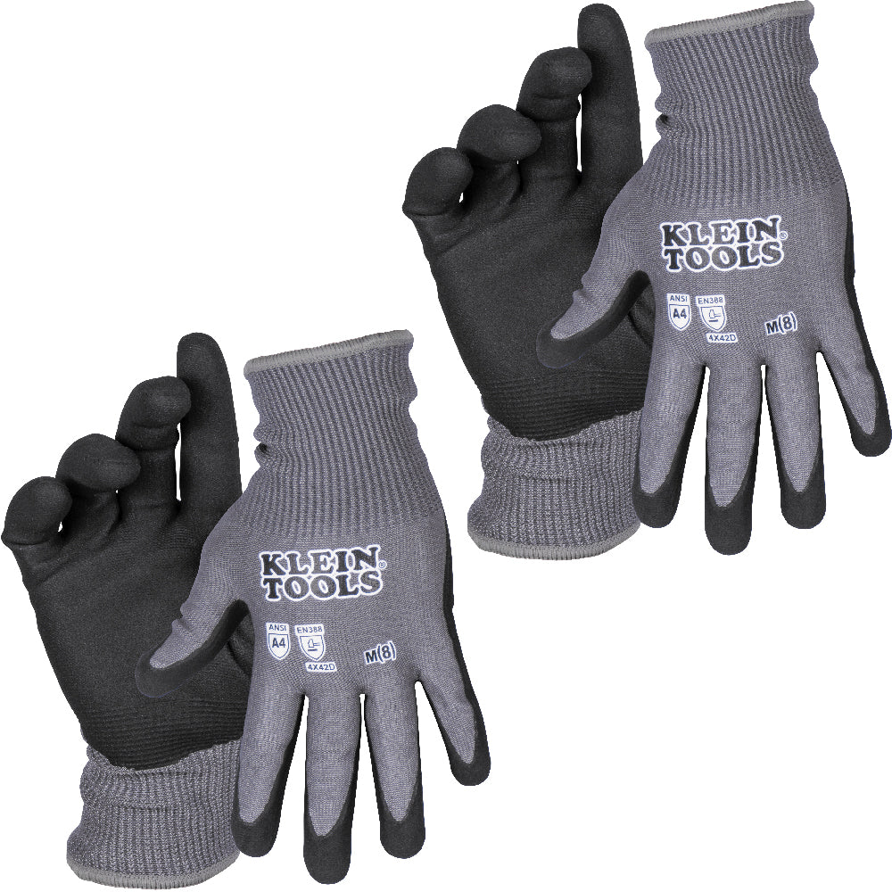 KLEIN TOOLS Touchscreen Cut Level A4 Knit Dipped Gloves (2 PAIR)