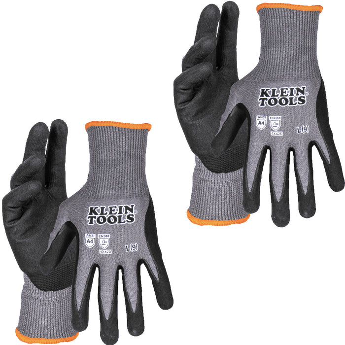 KLEIN TOOLS Touchscreen Cut Level A4 Knit Dipped Gloves (2 PAIR)