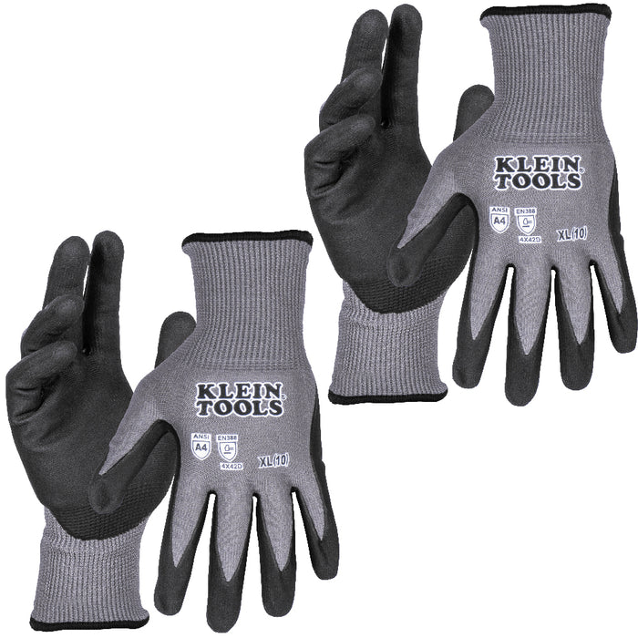 KLEIN TOOLS Touchscreen Cut Level A4 Knit Dipped Gloves (2 PAIR)