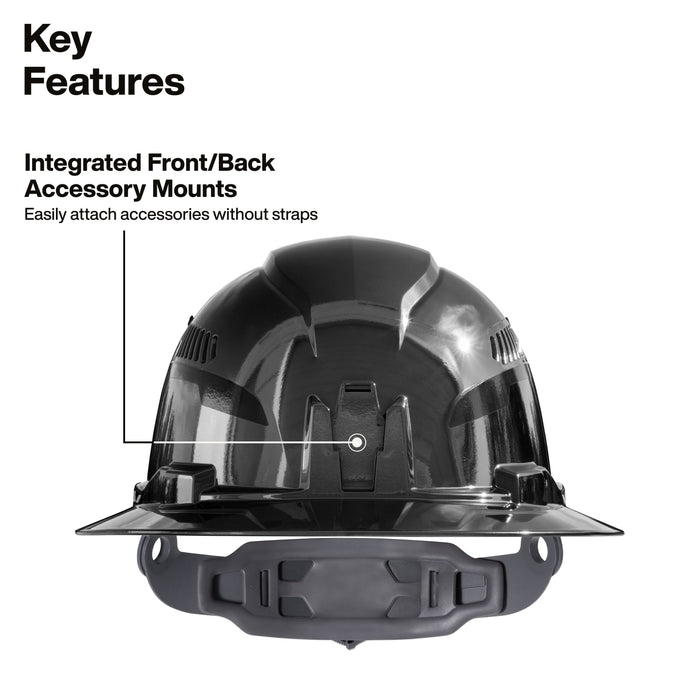 Klein Tools Hard Hat, REFLEKTOR™ Black Chrome, Vented Full Brim, Class C, Headlamp