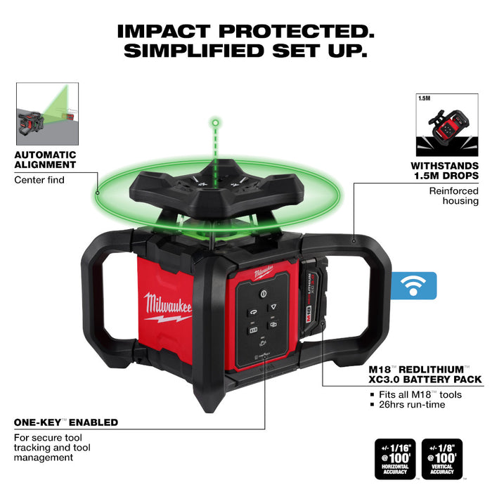 MILWAUKEE M18™ Green Interior Rotary Laser Level Kit