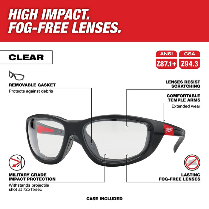 MILWAUKEE Performance Safety Glasses w/ Gasket - Fog-Free Lenses