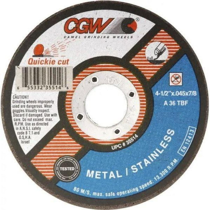 Camel Grinding Wheel 5" x .045" x 7/8" Type 1 High-Speed Cut-Off Wheel, ZA36-T-BF Zirconia