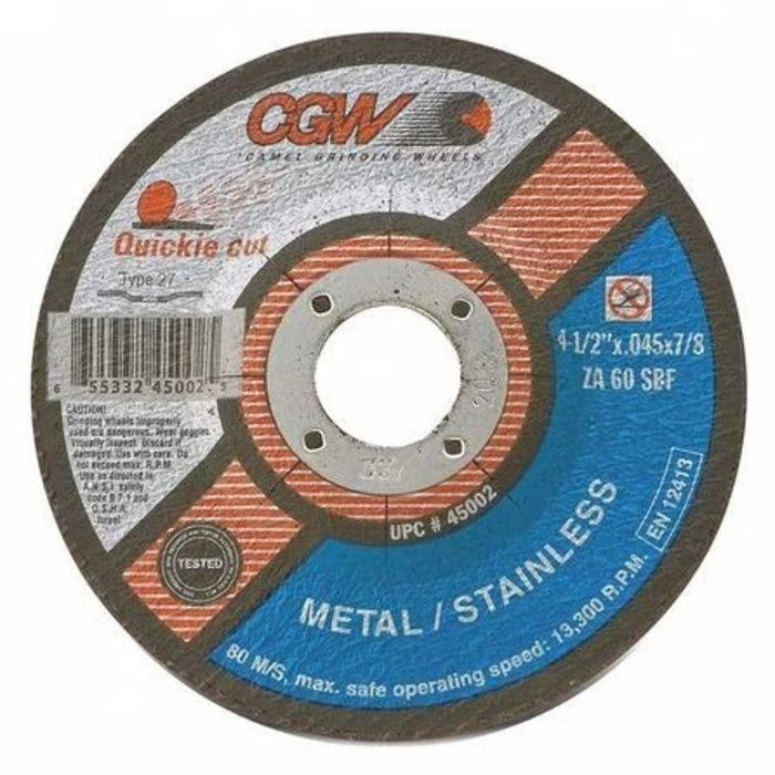 Camel Grinding Wheel 4-1/2" x .045" x 7/8" Type 27 Thin Cut-Off Wheel, ZA60-S-BF Zirconia