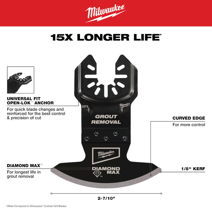 MILWAUKEE OPEN-LOK™ DIAMOND MAX™ Diamond Grit Grout Removal Multi-Tool Blade (5 PACK)