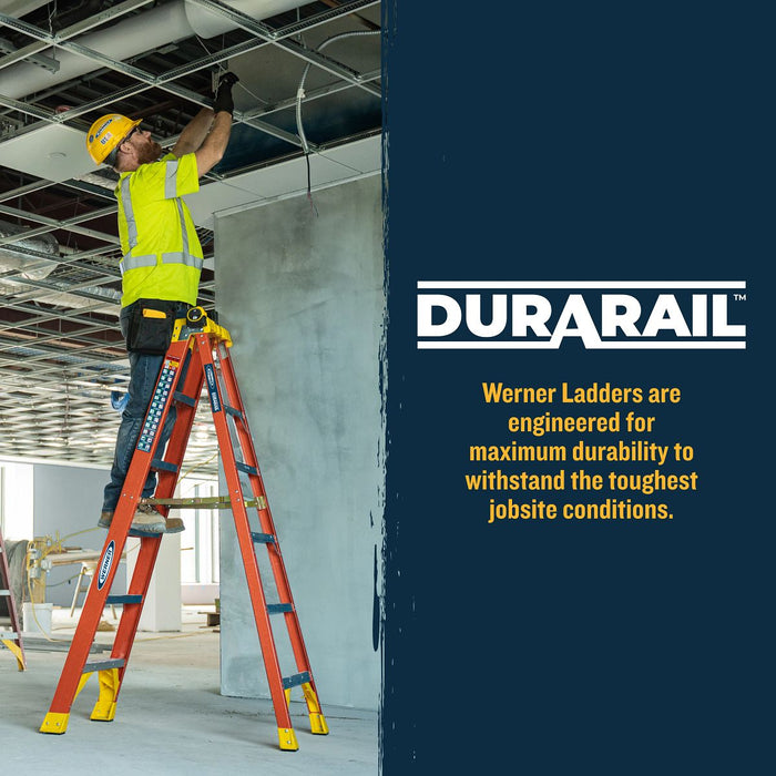 Werner 6204 Fiberglass Step Ladder, 4 ft, Type IA, 300 lb Duty Rating, 6200 Series w/ LOCKTOP
