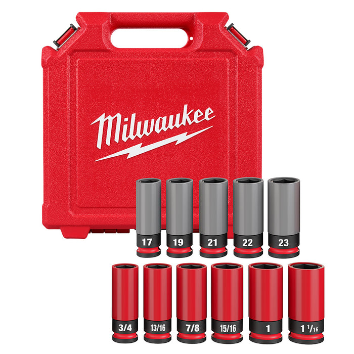 MILWAUKEE SHOCKWAVE IMPACT DUTY™ 1/2 Impulsor SAE y Métrico 11 PC. Juego de llaves de tuercas para ruedas