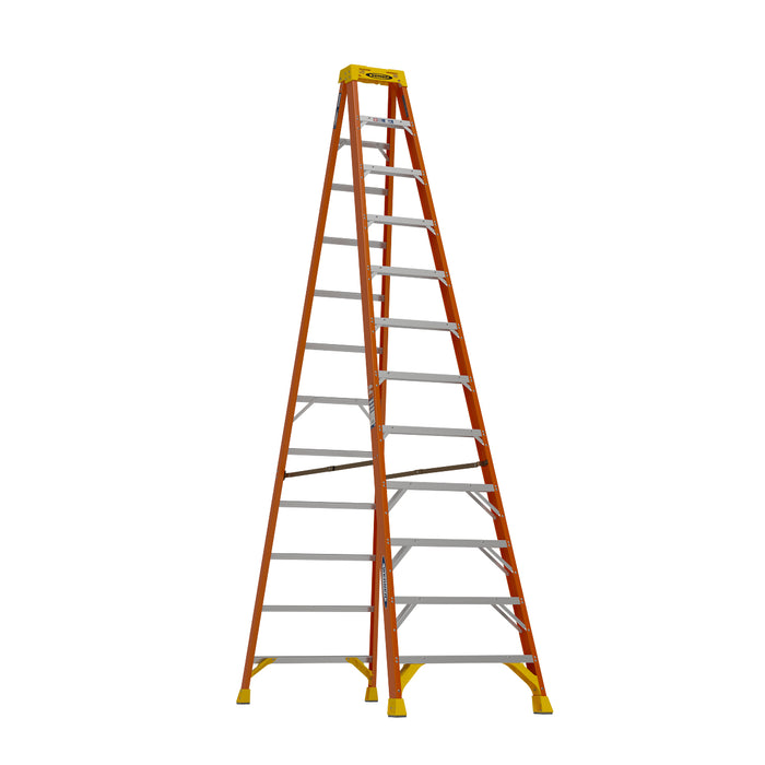 Werner 6212 Fiberglass Step Ladder, 12 ft, Type IA, 300 lb Duty Rating, 6200 Series w/ LOCKTOP