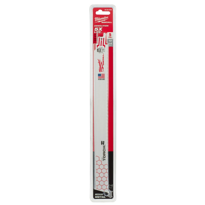 MILWAUKEE 14 TPI TORCH™ Metal SAWZALL® Blade For Schedule 40 Pipe & Angle Iron (5 PACK)