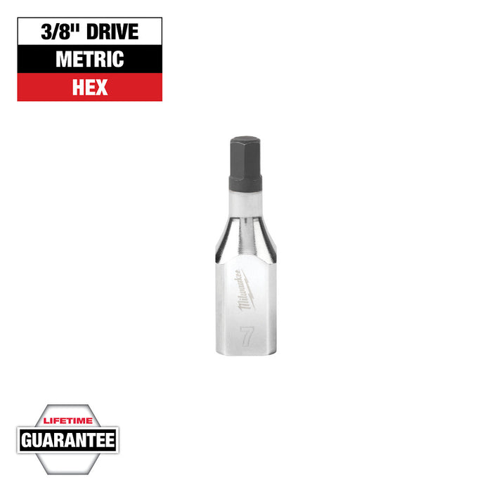 MILWAUKEE 3/8" Drive Hex Bit Sockets - Metric