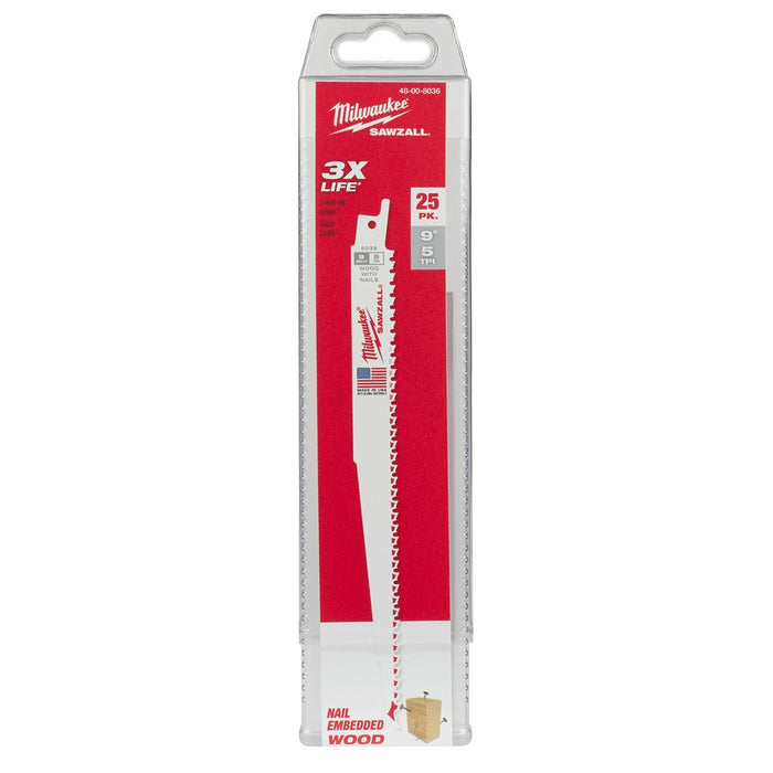 MILWAUKEE 9" 5 TPI SAWZALL® Blade (25 PACK)