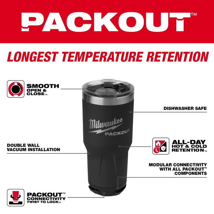 MILWAUKEE PACKOUT Black 30oz Tumbler Q4