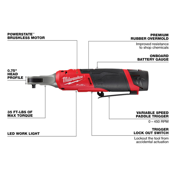 Kit de trinquete de alta velocidad MILWAUKEE M12 FUEL™ de 1/4"