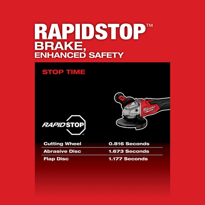MILWAUKEE M18 FUEL™ Interruptor de bloqueo deslizante de amoladora con freno de velocidad variable de 4-1/2" / 5" (solo herramienta)