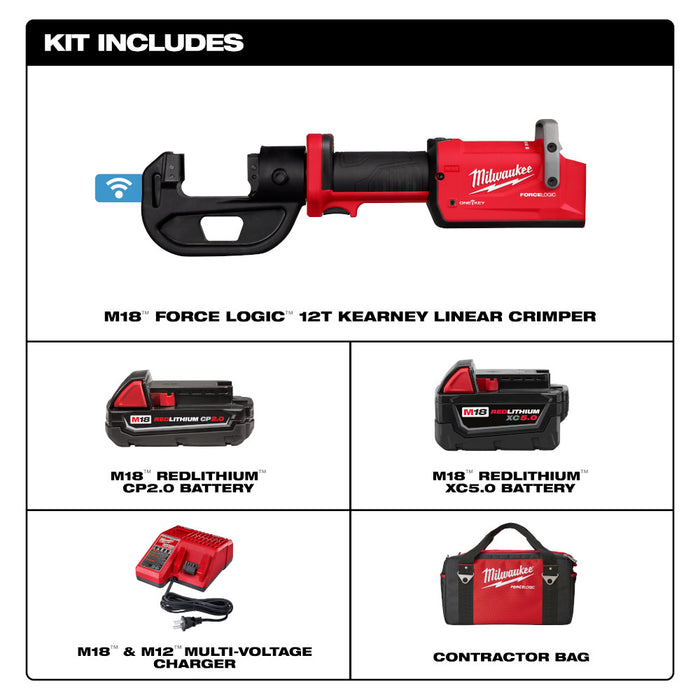 MILWAUKEE M18™ FORCE LOGIC™ 12T Kearney Linear Crimper Kit