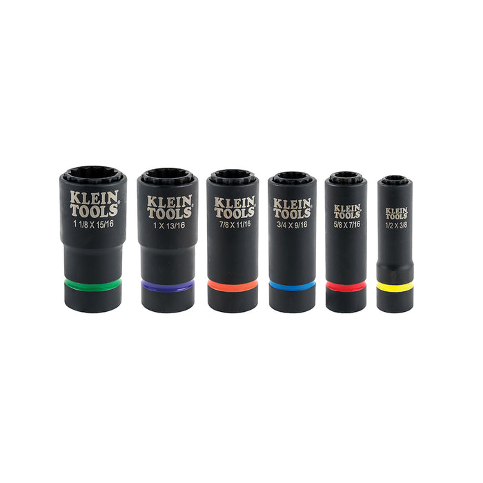 KLEIN TOOLS 6 PC. 12-Point 2-IN-1 Impact Socket Set