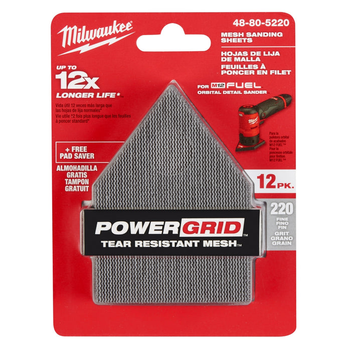 MILWAUKEE Mesh Sanding Sheets For M12 FUEL™ Orbital Detail Sander (12 PACK)
