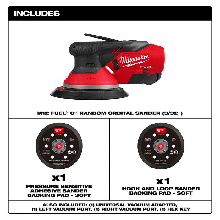 MILWAUKEE M12 FUEL 6" (3/32") Random Orbital Sander (Tool Only)