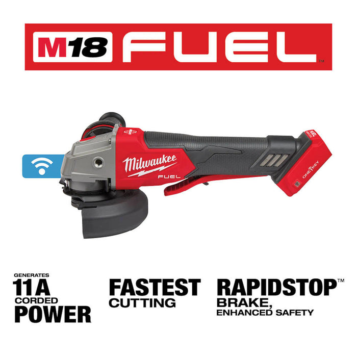 MILWAUKEE M18 FUEL 4-1/2" / 5" Braking Grinder w/ ONE-KEY & Paddle No Lock Switch (Tool Only)