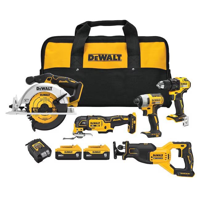 DEWALT 20V MAX XR Brushless 5-Tool Combo Kit with 5Ah Batteries | DCK530P2