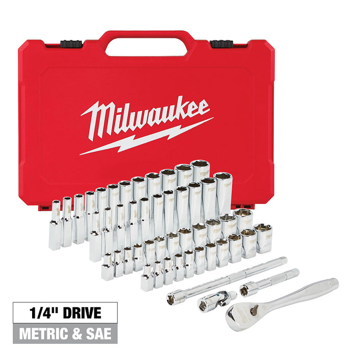 MILWAUKEE 50 PC. 1/4" Drive Ratchet & Socket Set - SAE & Metric Q4