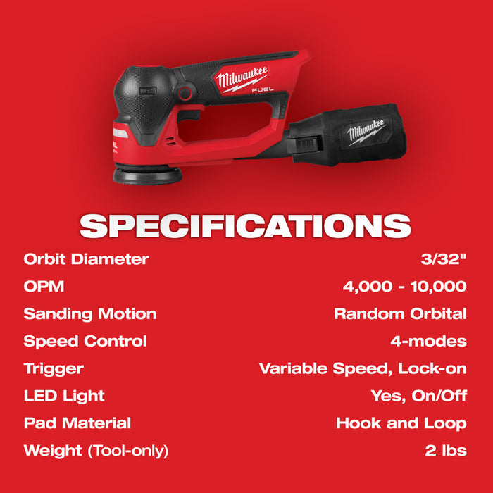 MILWAUKEE M12 FUEL 3" Random Orbital Detail Sander (Tool Only)