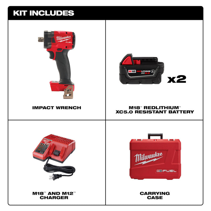 MILWAUKEE M18 FUEL™ Llave de impacto compacta de 1/2" con kit de retención de pasador