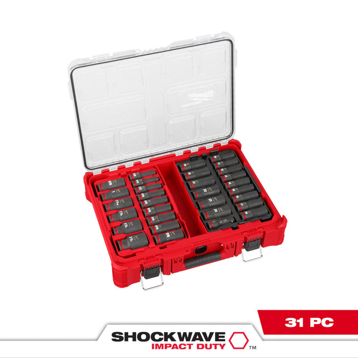 MILWAUKEE 31 PC. SHOCKWAVE IMPACT DUTY Socket 1/2" Dr PACKOUT Set
