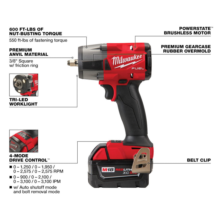 MILWAUKEE M18 FUEL™ 3/8" Mid-Torque Impact Wrench w/ Friction Ring Kit