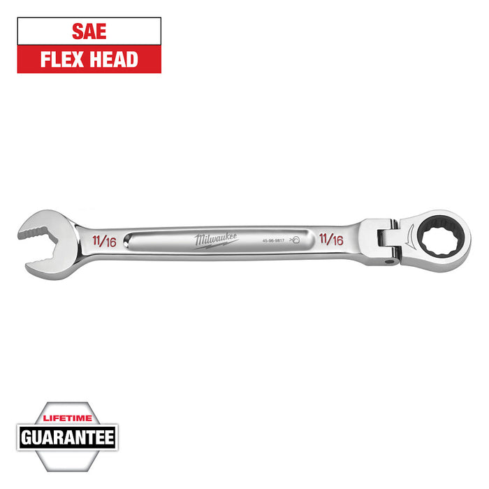 MILWAUKEE Flex Head Ratcheting Combination Wrench - SAE