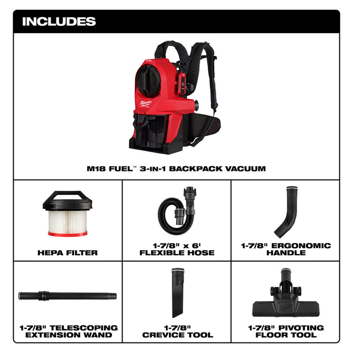 Soplador de mochila de batería dual MILWAUKEE M18 FUEL™ (solo herramienta)