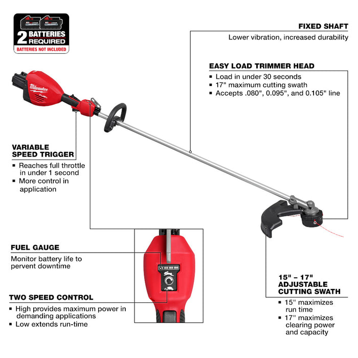 MILWAUKEE M18 FUEL™ 17” Dual Battery String Trimmer (Tool Only)