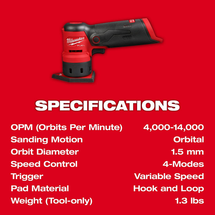 MILWAUKEE M12 FUEL Orbital Detail Sander (Tool Only)