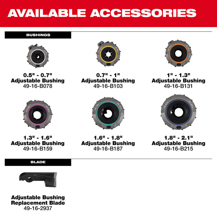 Milwaukee Tools 0.7" - 1" Adjustable Bushing for M18 FUEL™ Covered Conductor Cable Stripper 49-16-B103