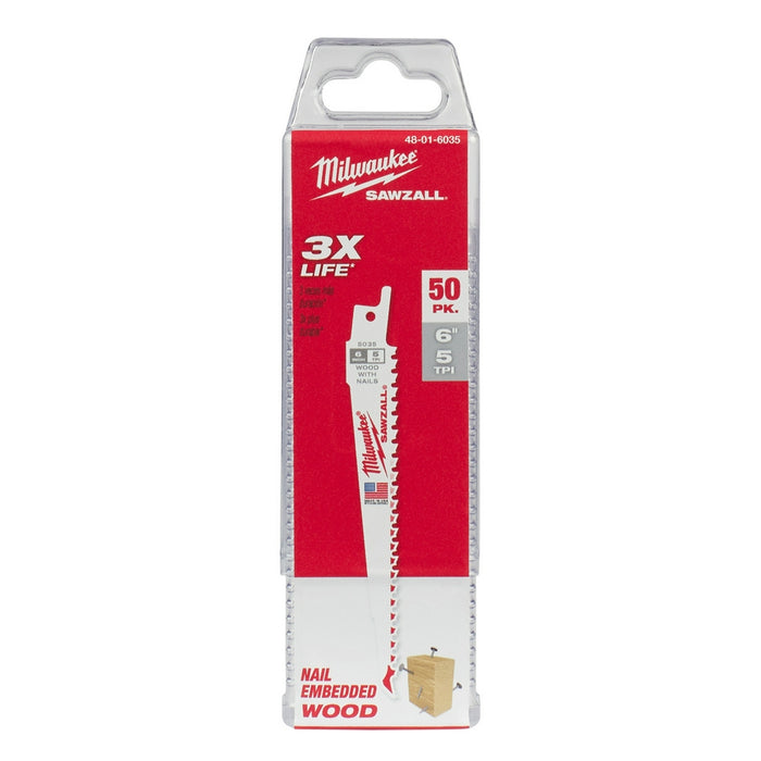 Milwaukee Tools 6" 6 TPI Sawzall® Blades (50) 48-01-6035