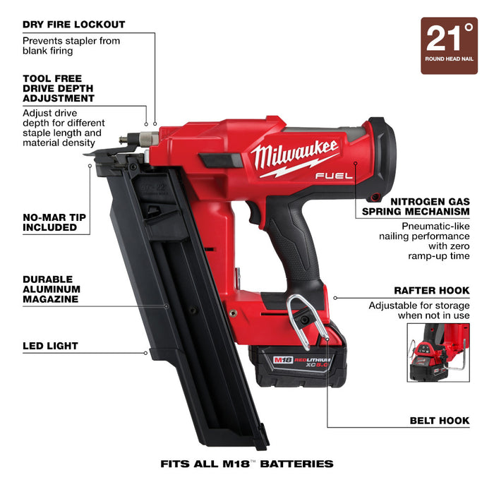 MILWAUKEE M18 FUEL™ 21 Degree Framing Nailer Kit