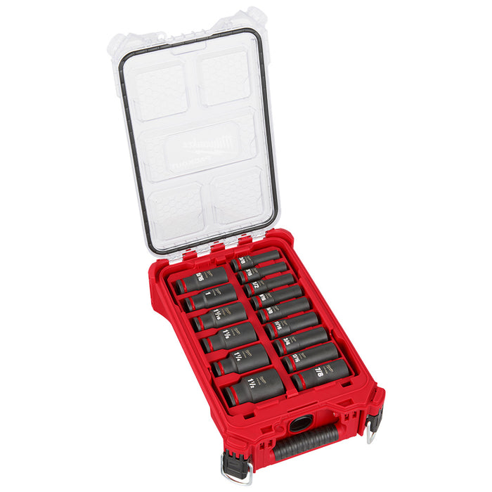 MILWAUKEE 15 PC. SHOCKWAVE IMPACT DUTY Socket 1/2� Dr SAE PACKOUT Set