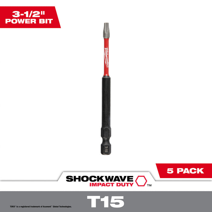 Milwaukee Tools 35" T15 Impact Driver Bit 5 Pack 48-32-4577