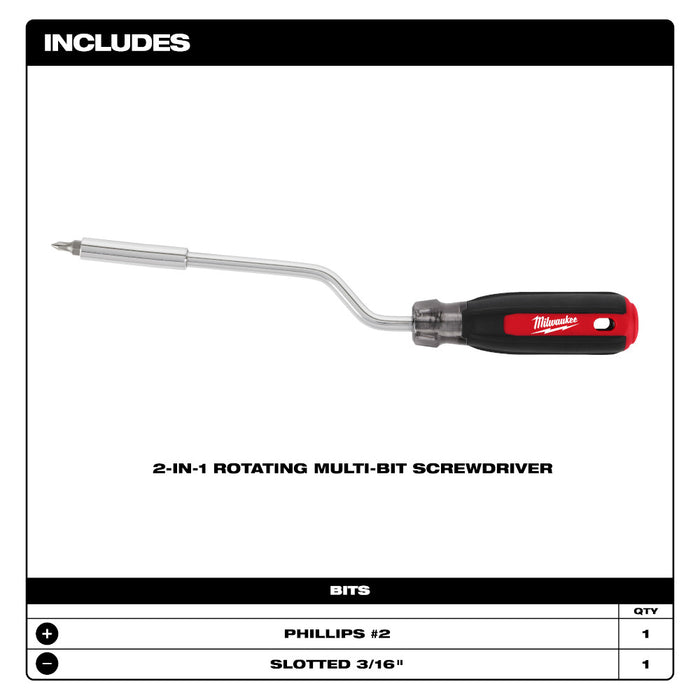 MILWAUKEE 2-IN-1 Rotating Multi-Bit Screwdriver