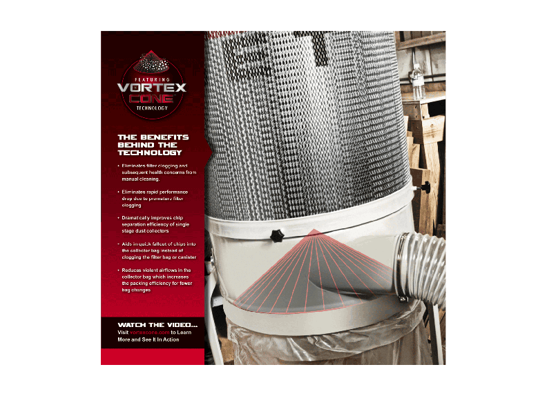 JET DC-1100VX-CK Dust Collector, 1.5HP 1PH 115/230V, 2-Micron Canister Kit