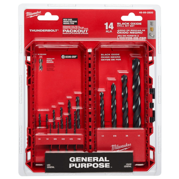 MILWAUKEE 14 PIEZAS. Juego de brocas de óxido negro THUNDERBOLT®
