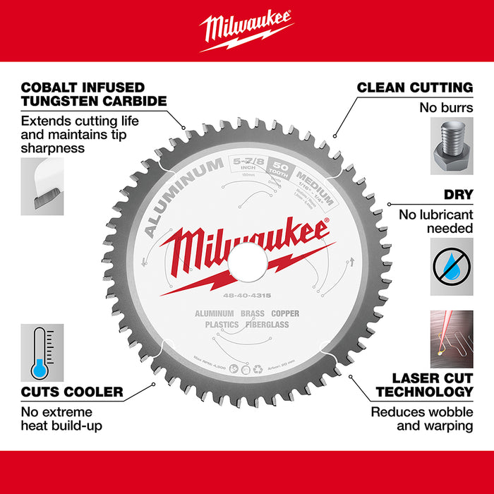 MILWAUKEE 5-7/8" 50T Circular Saw Metal Cutting Blade